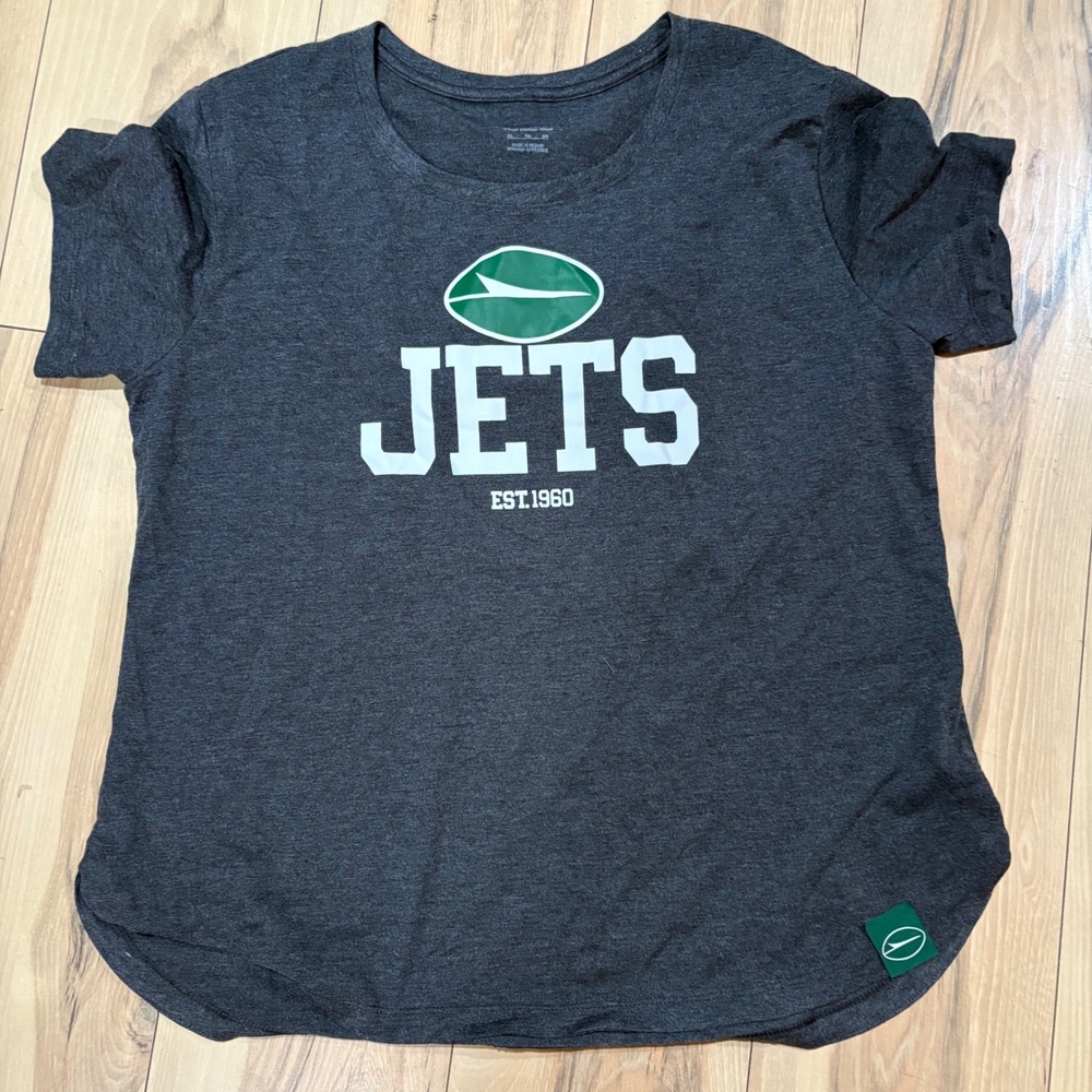 Womens NY Jets T Shirt Gray Short Sleeve Football Graphic Tee X-Large